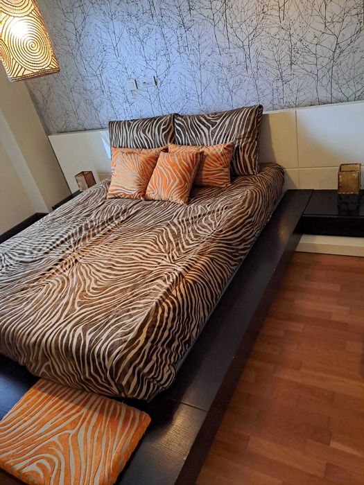 Mobília Quarto de Casal wengue e lacado bege alto brilho (usado)