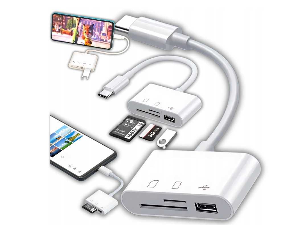 HUB USB C 3w1 uniwersalna przejściówka adapter micro SD