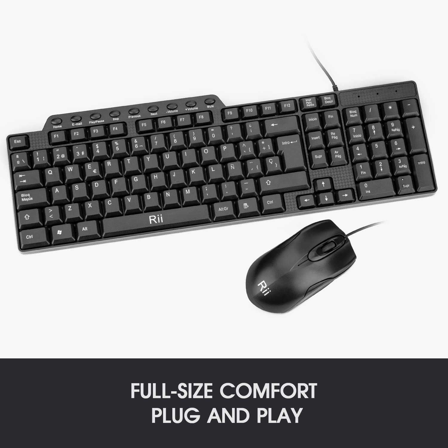 Rii RK203 Combo Klawiatura i mysz przewodowa,