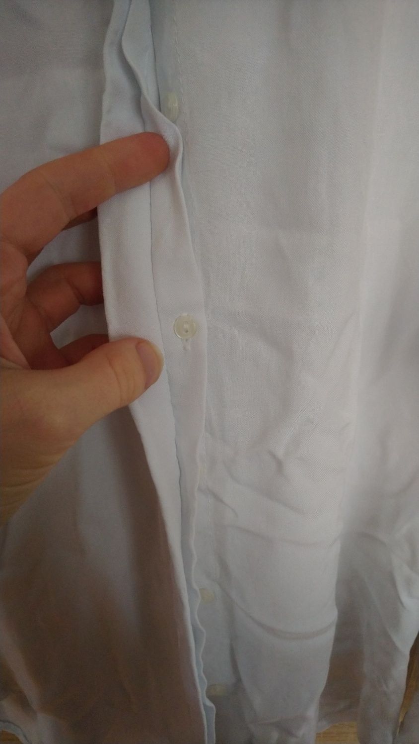 Biała koszula z haftem kwiatów 100% bawełna