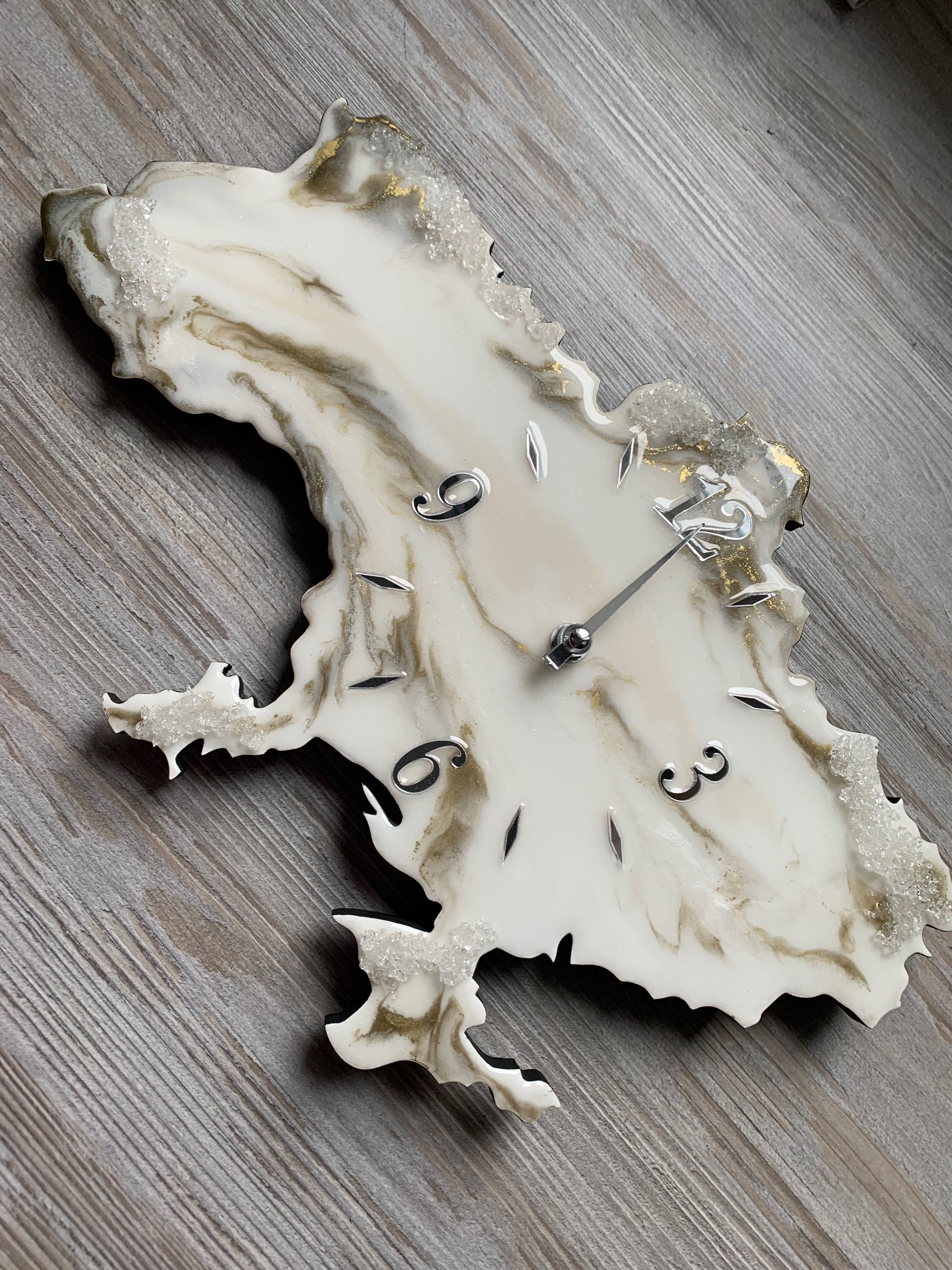 Годинник Карта України, ручна робота, епоксидна смола, 40 см