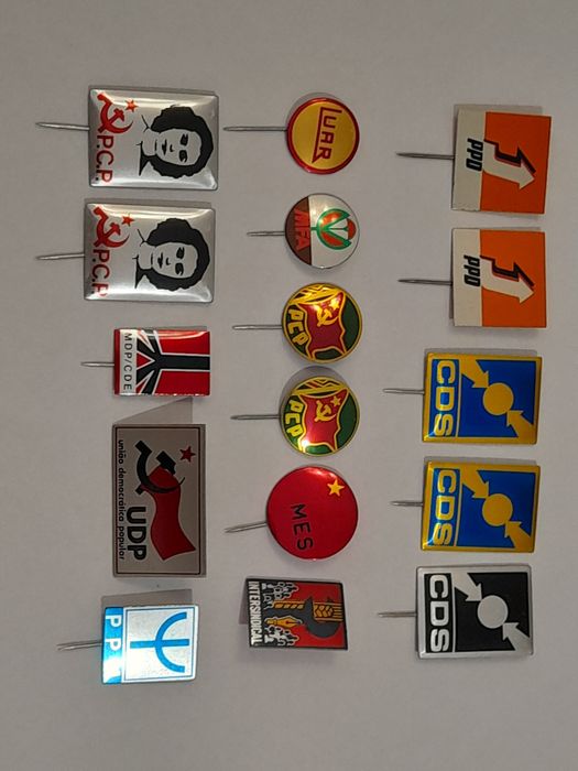 Alfinetes Políticos PPD, CDS, PPM, PCP, MDP, Maria Eufémia, Luar -Pins