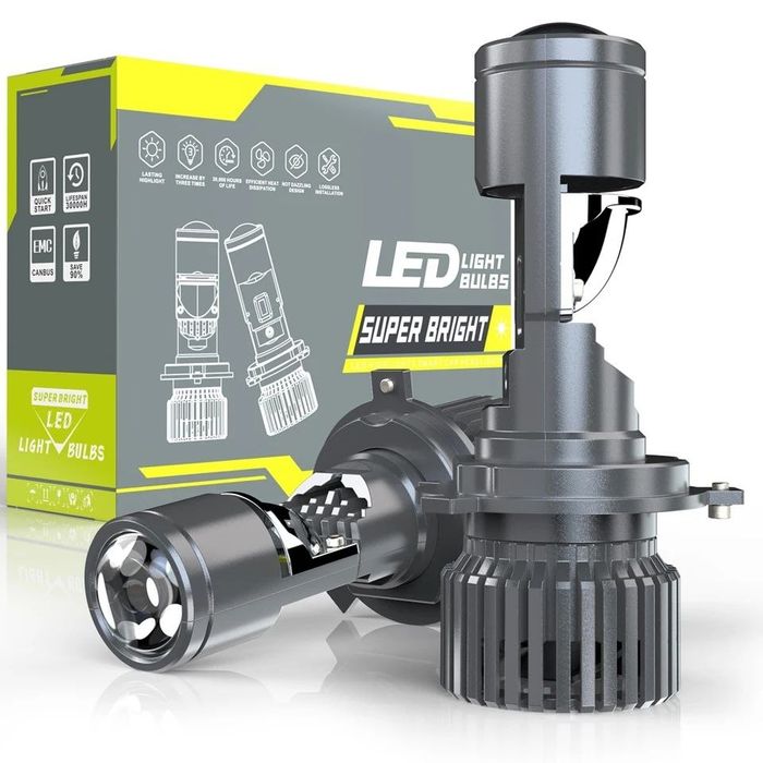 Світлодіодні матричні BI-LED mini міні лінзи H4 H/L 80W 12-24V GT4 лед