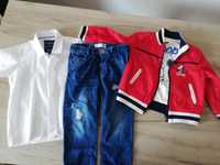 Spodnie jeansy Zara 92 Kurtka Bomberka Snoopy Koszula cool club
