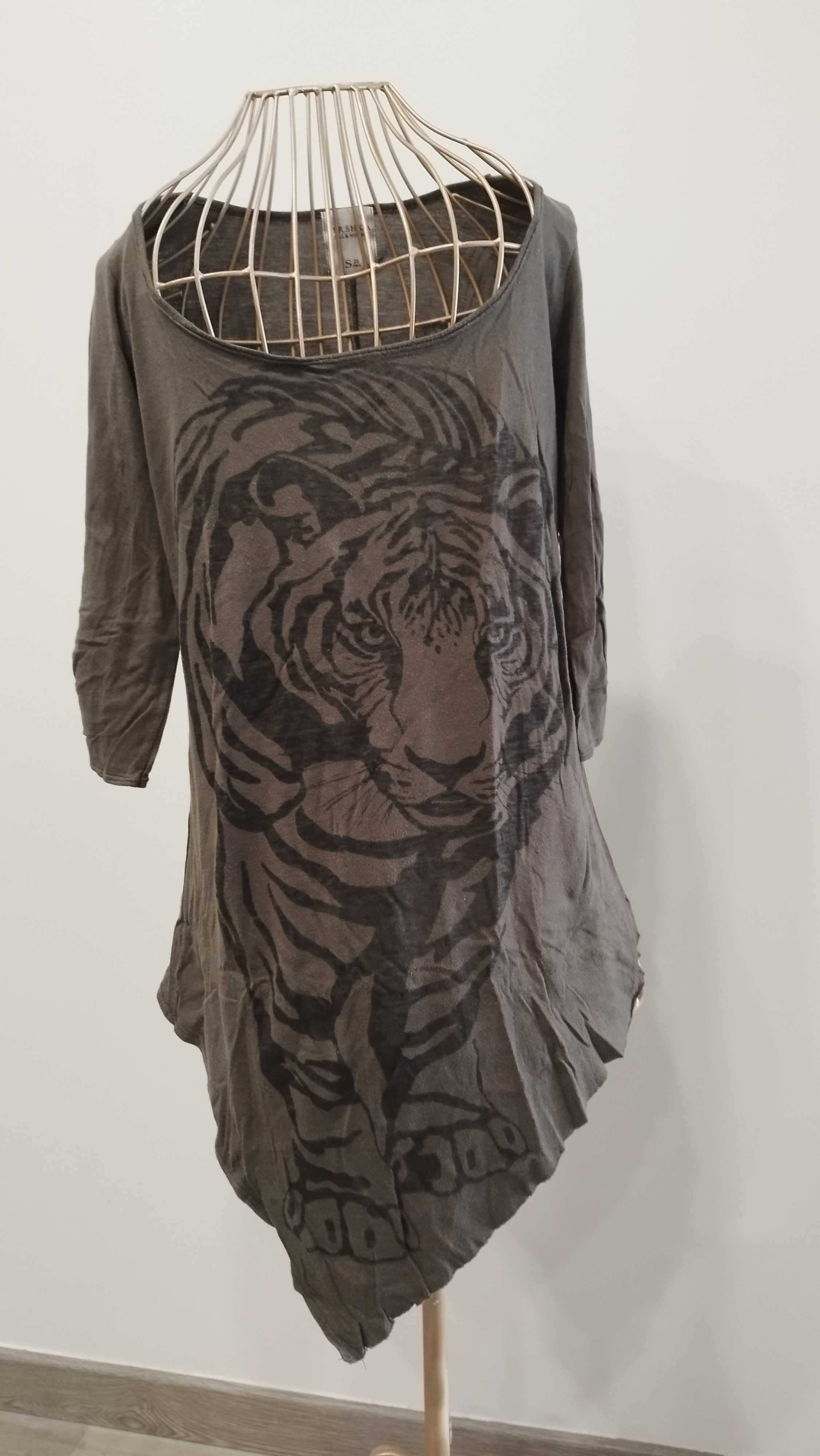 Camisola meia-manga Assimétrica Tigre