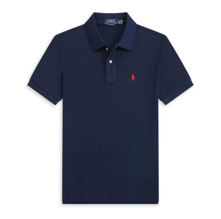 Темно-синя футболка-поло Polo Ralph Lauren з червоним логотипом