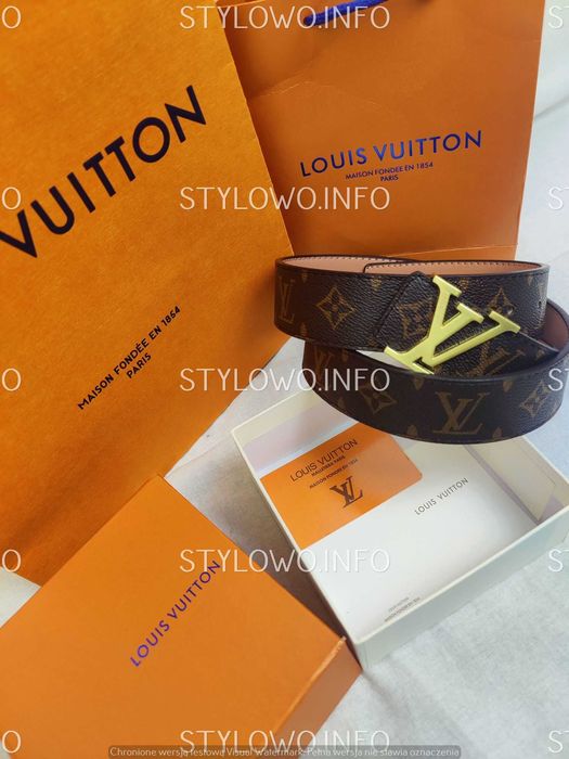 Pasek unisex 4cm Louis Vuitton z pudełkiem i torebka nowość logowane