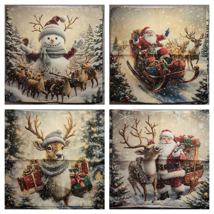 Komplet 4 świątecznych poszewek