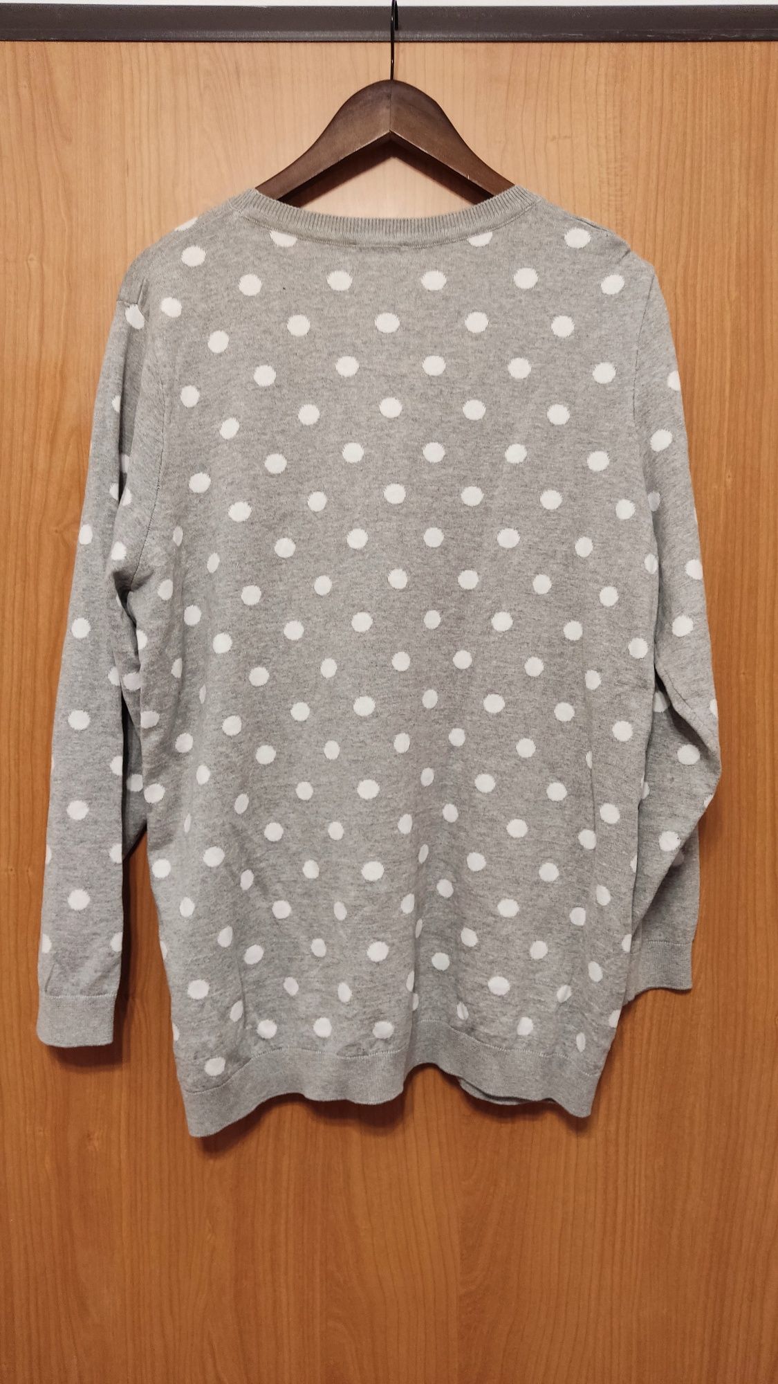 Sweter sweterek ciążowy C&A Mama 100% bawełna nowy szary w kropki