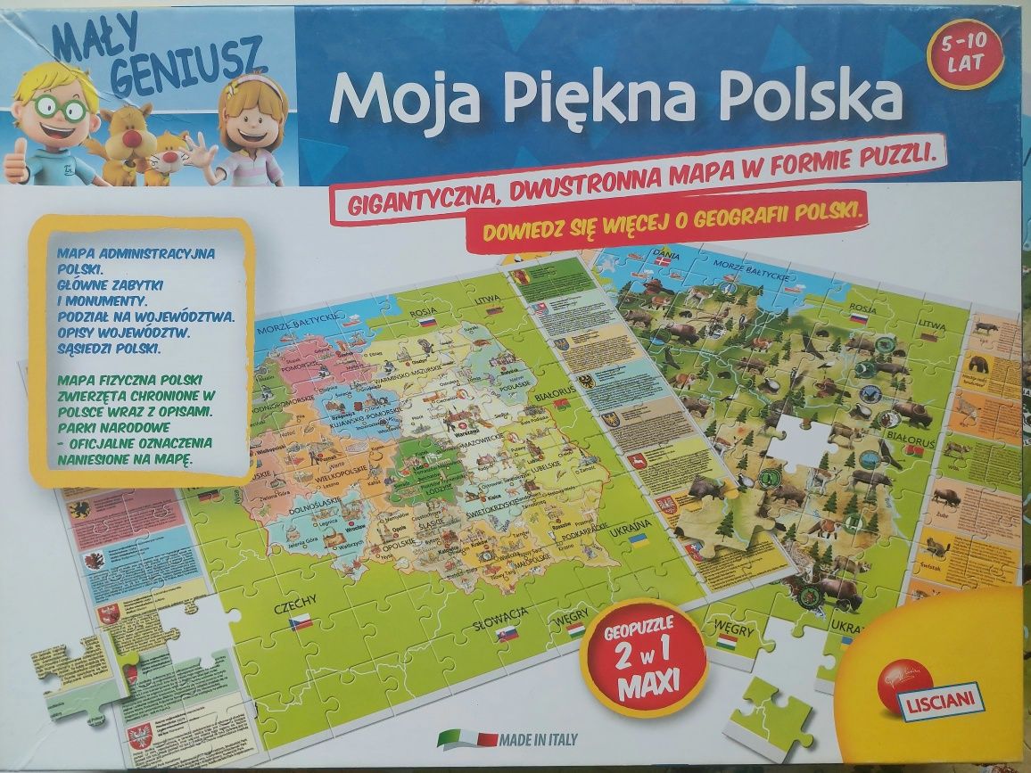 Puzzle dwustronne Moja piękna Polska, mapa Polski