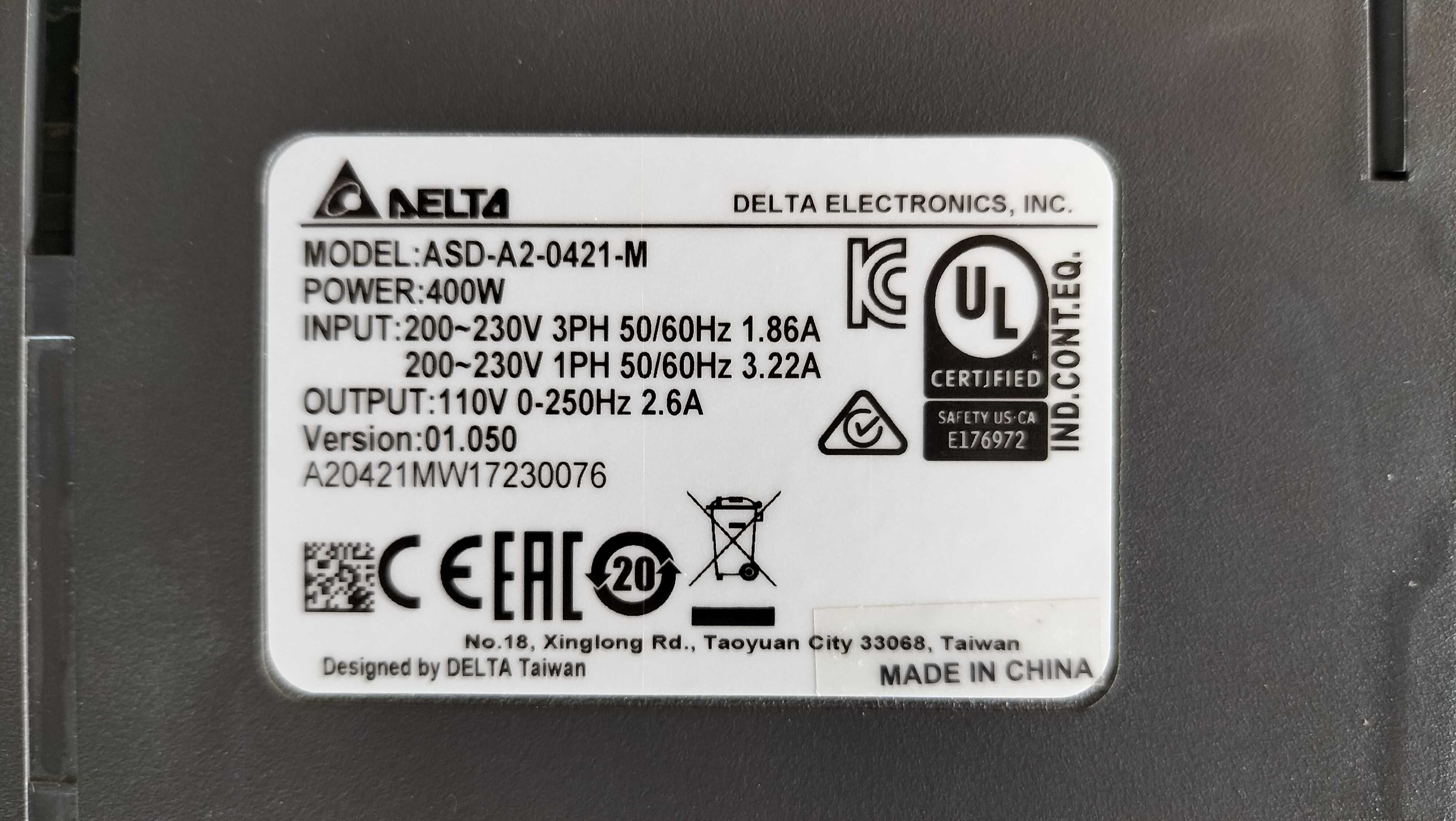 Delta ASD-A2-0421-M Servo Drive 400W