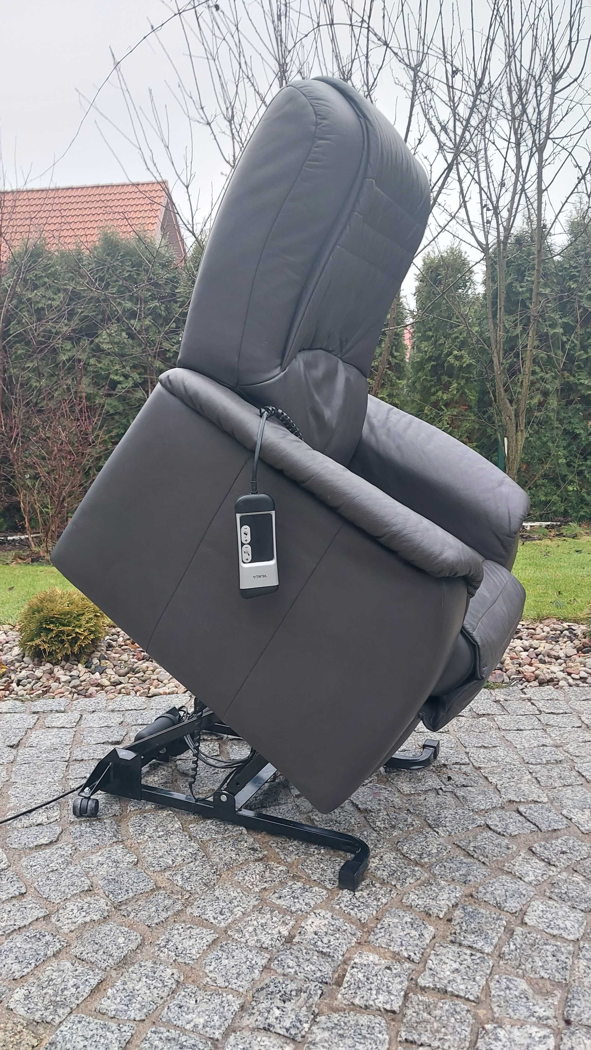 HUKLA fotel rozkładany z pionizacją i funkcją relax skóra nat pilot