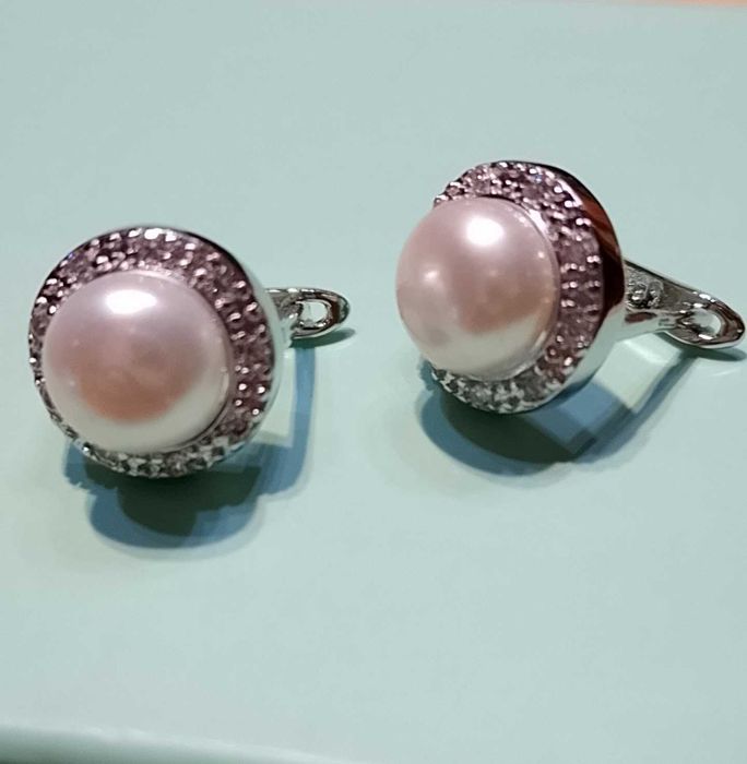 Серьги  натуральный жемчуг 925