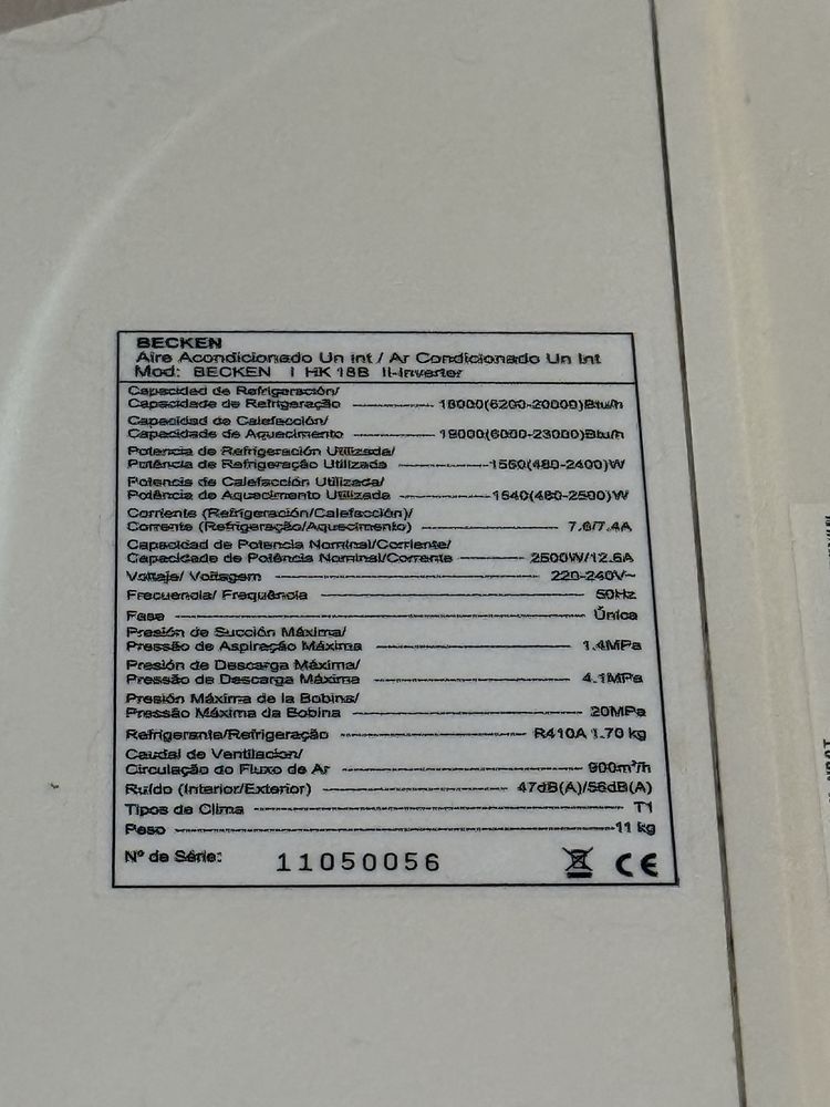 Ar Condicionado Becken HK 18B II-Inverter – 18000 BTU