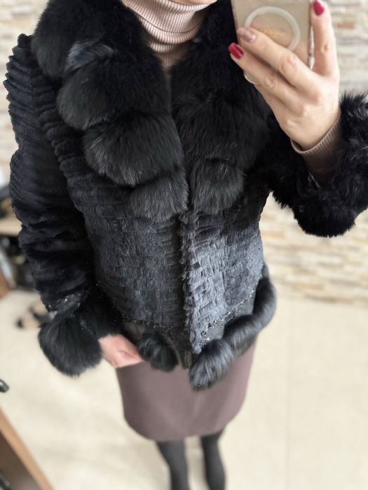 Kurtka futro z lisa i królika jakość PREMIUM M/L
