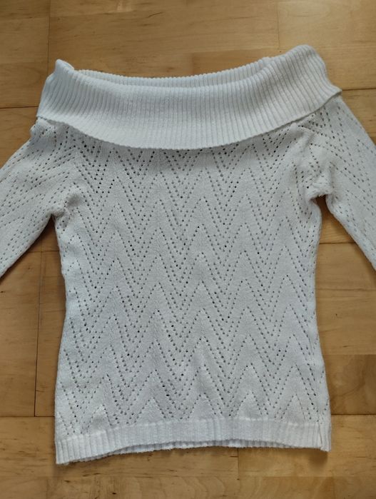 Sweter biały i różowy