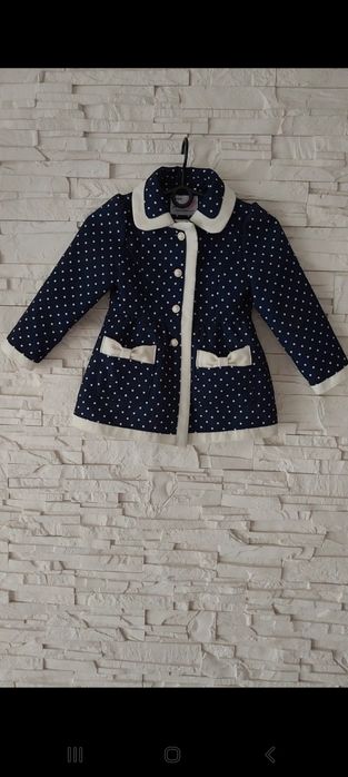 Płaszczyk 5-6l grsnat groszki kokardki