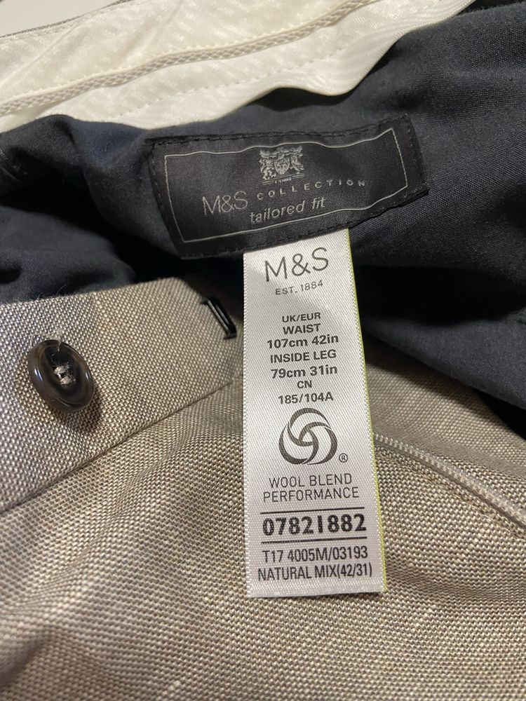 Marks & Spencer 3XL 42 Льняные Мужские шерстяные лён XXXL штаны летние