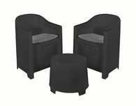 Conjunto de Jardim, 2 Cadeiras, 1 Mesa de Apoio, 2 Almofadas, novo