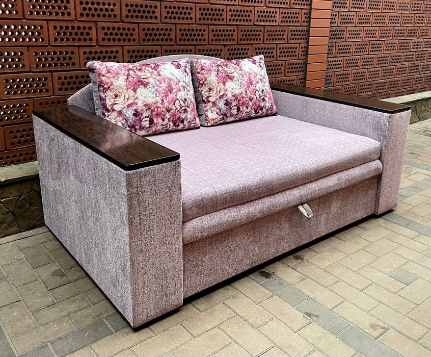 Диван «Мілена»з підлокітниками-тумбами  із спальним місцем 130 см