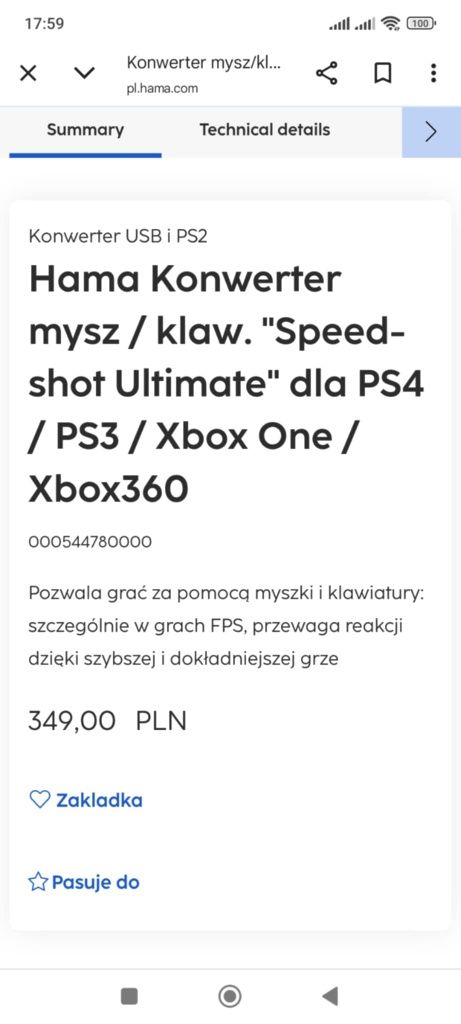 Konwerter Hama PS4 PS3 Xbox