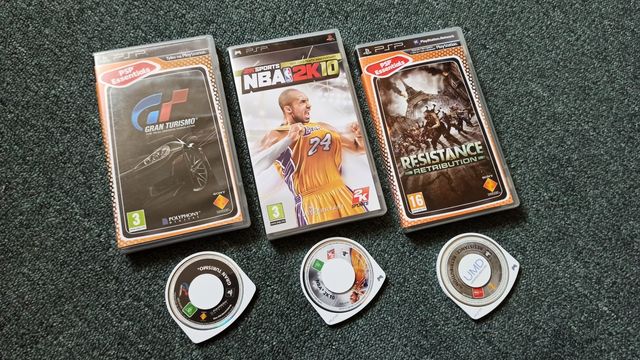 Zestaw gier na PSP: Gran Turismo, NBA2K10, Resistance