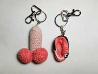 Porta-chaves DIA DOS NAMORADOS em amigurumi conjunto pénis/vagina