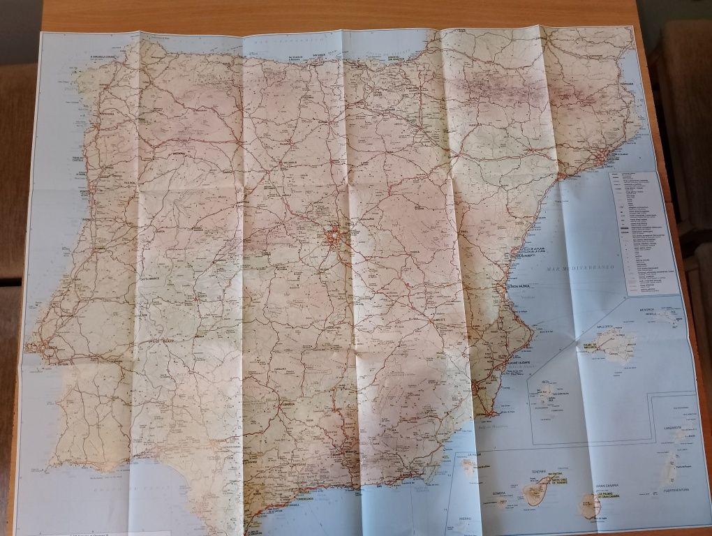 Mapa papierowa HISZPANIA i PORTUGALIA, turystyczna składana, wycieczki