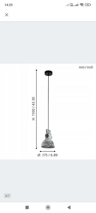 Lampa wisząca Eglo Barnstaple 1 -punkty światła E27