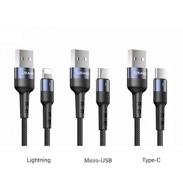 Usams Set U26 Microusb/Usb-C/Lightning 30Szt Kabel Pleciony 2A Fast