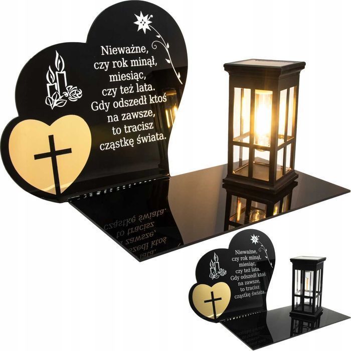 Personalizowany Solarny znicz led statuetka na cmentarz grób duża