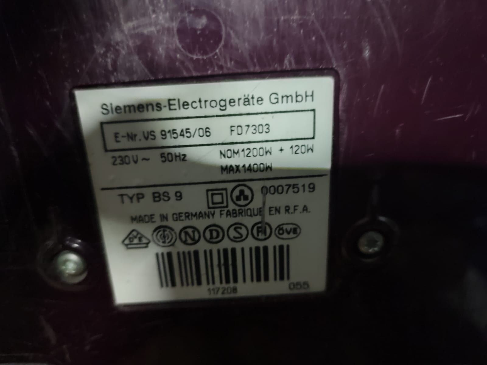 Odkurzacz elektryczny Siemens