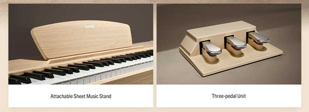 DONNER DDP-80 pianino cyfrowe ze statywem i pedałami DDP80 Nature wood