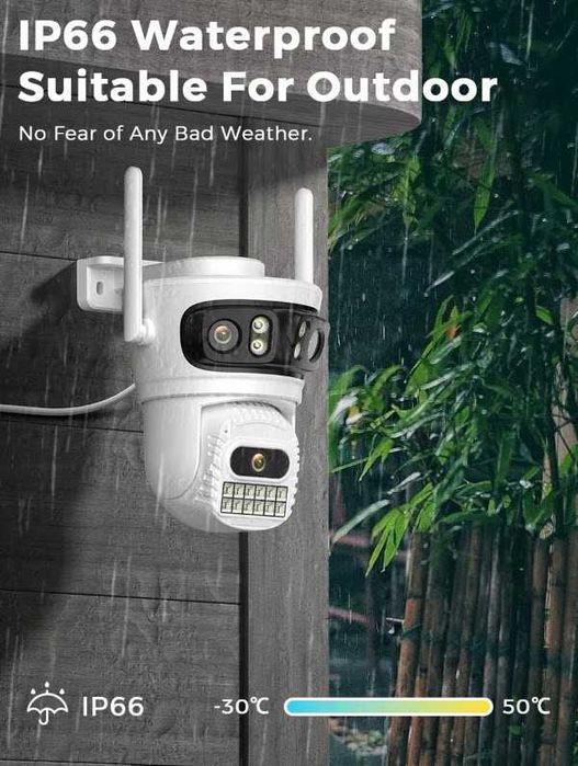 Уличная камера видеонаблюдения 12МП 6K WIFI три объектива iCSee