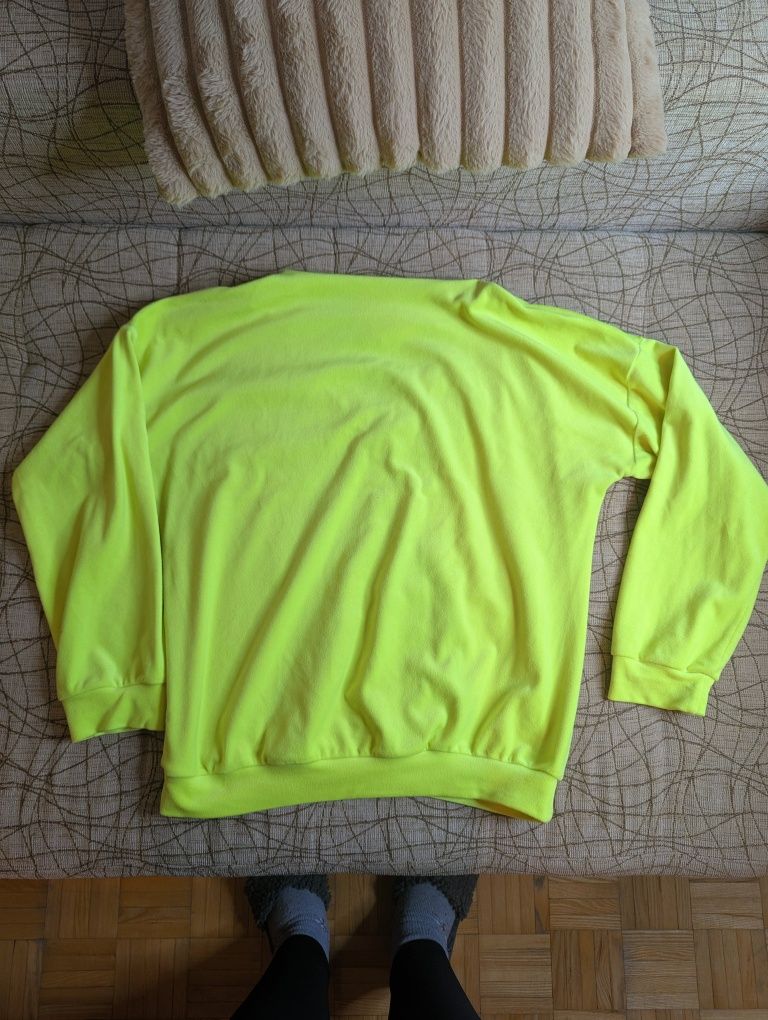 Neonowa żółta bluza welurowa bluzka