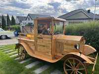 Ozdoba do ogrodu auto kwietnik drewniany plac zabaw dla dzieci