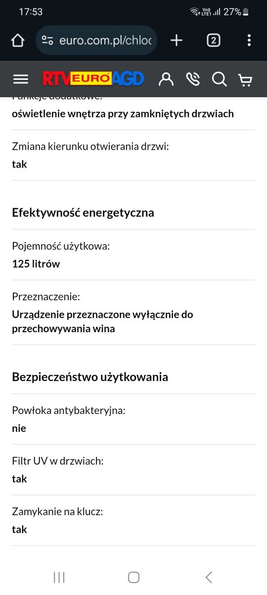 Chłodziarka do wina lub napoi Samsung RW33EBSS