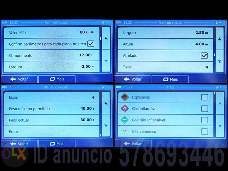 GPS 7 Profissional Truck/Camião Vers.Completa, EUROPA, LED USB,Cabo 2m