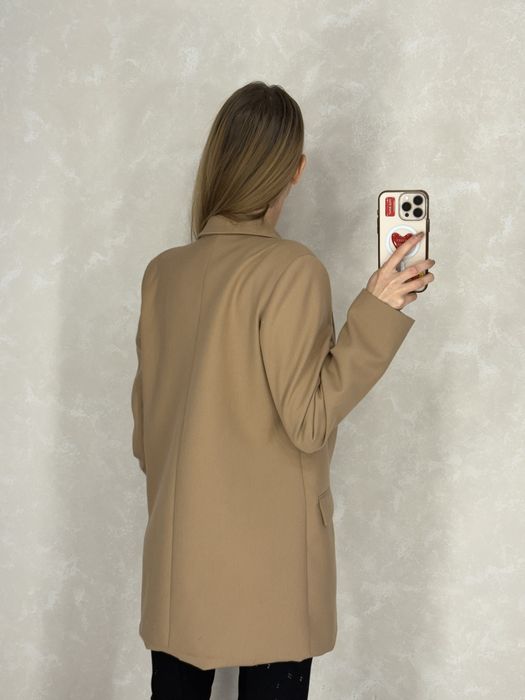 Піджак класичний жіночий коричневий подовжений універсальний XS-M