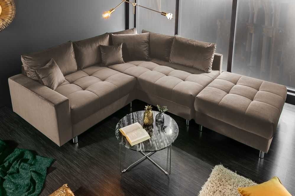 Sofa ,Elegancki narożnik do salonu z pufa i funkcją spania Producent
