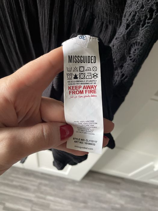 Missguided sukienka muślin czarna boho styl M 38