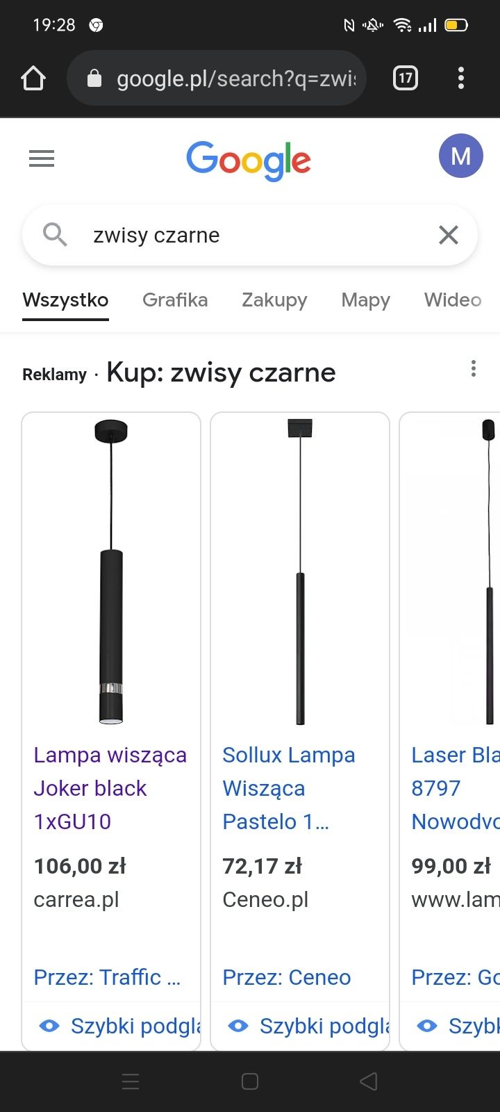 Sprzedam 3 lampy zwisy Glamour