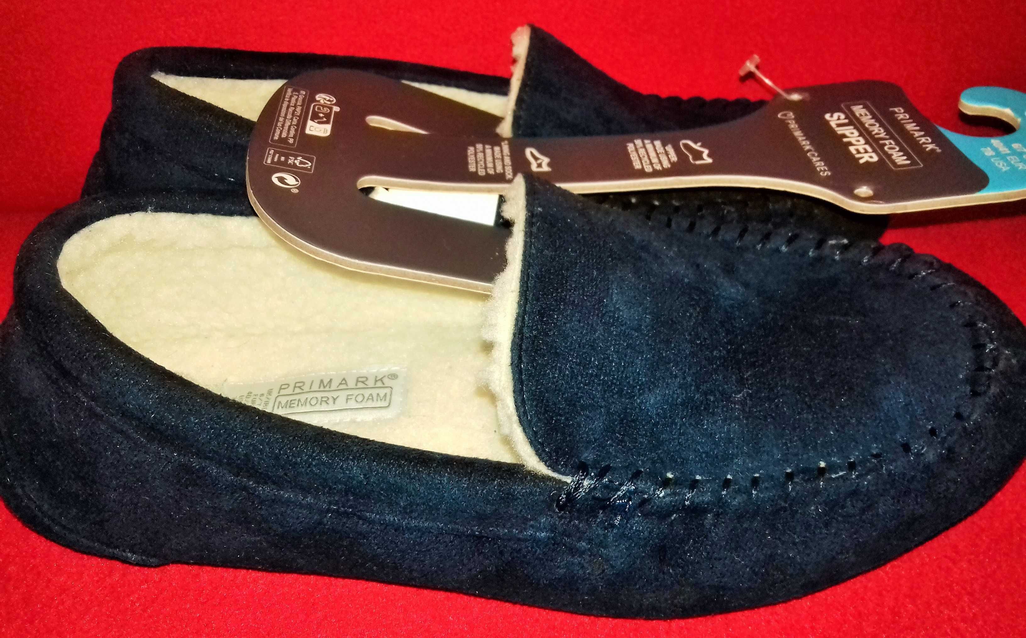 PRIMARK Modne, granatowe kapcie mokasyny