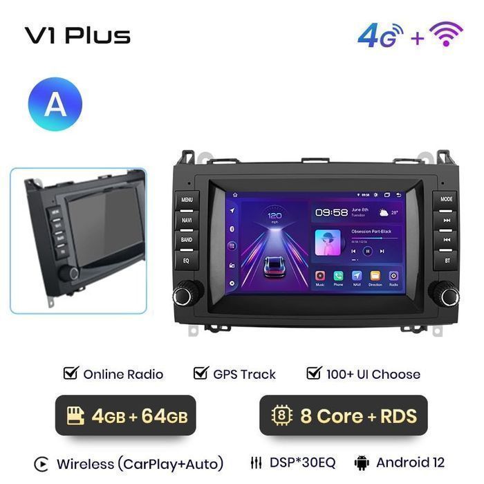 Radio nawigacja Mercedes B200 Sprinter W906 Viano Vito W639 Android 4G