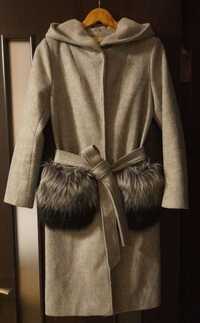 Пальто сіре  кашемірове зимове 44-46 L