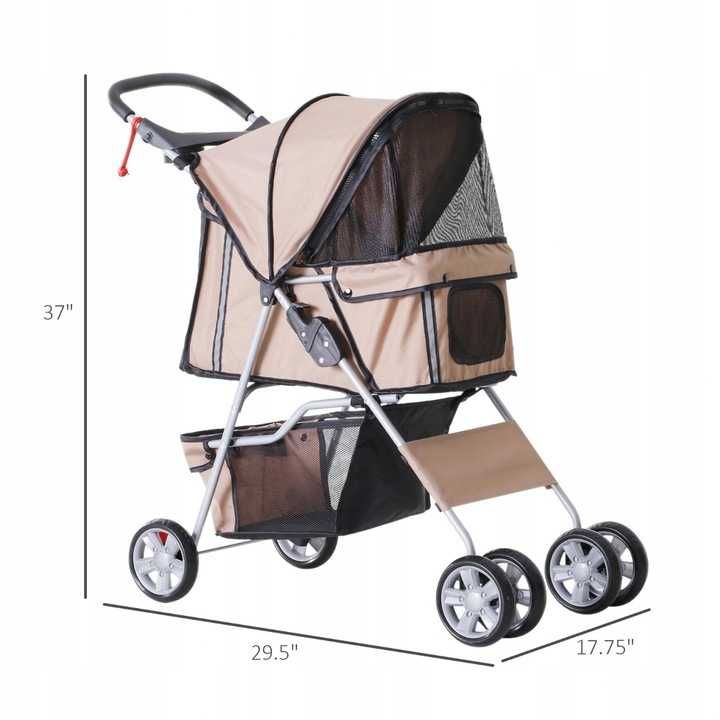 Wózek dla psa PawHut 45 cm x 97 cm brązowo-beżowy