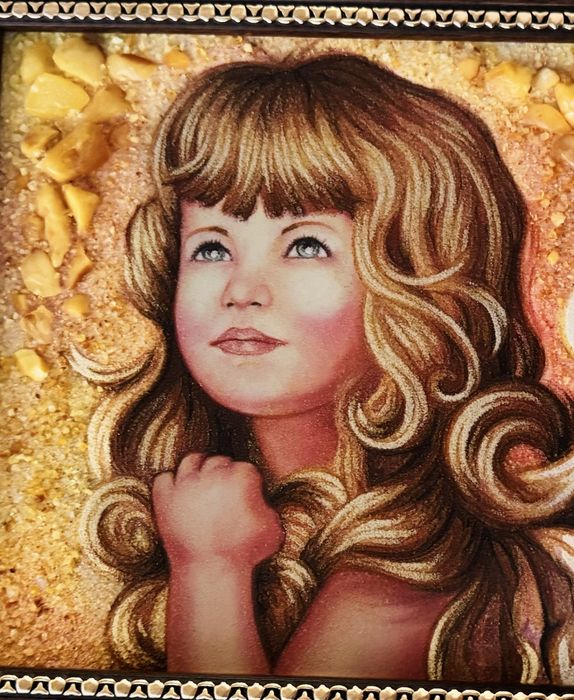 Картина з бурштину «Янголятко»