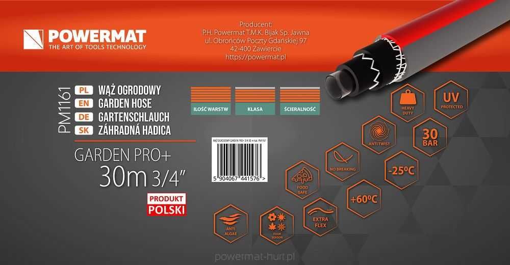 WĄŻ ogrodowy GARDEN PRO+ 3/4" 30M