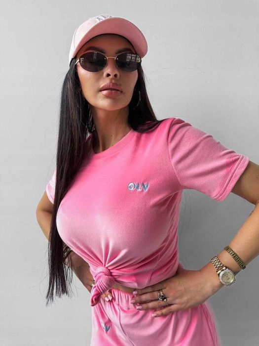 O la voga dres komplet welurowy get over róż S M