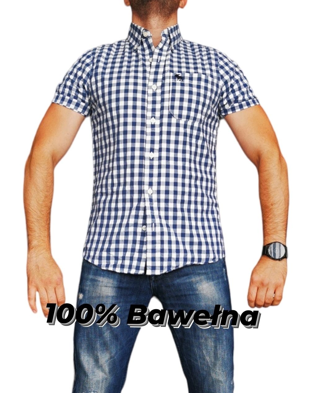 Koszula męska bawełniana z krutkim rękawem, muscle